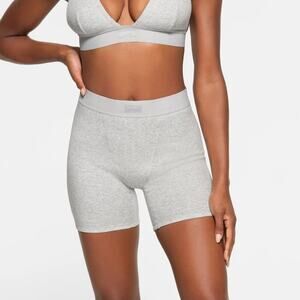 Skims Cotton Rib Boxer Shorts in Light Heather Grey size small